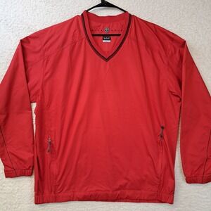 Nike Golf Clima-Fit Windbreaker Men's XL Long Sleeve V Neck Pullover Red